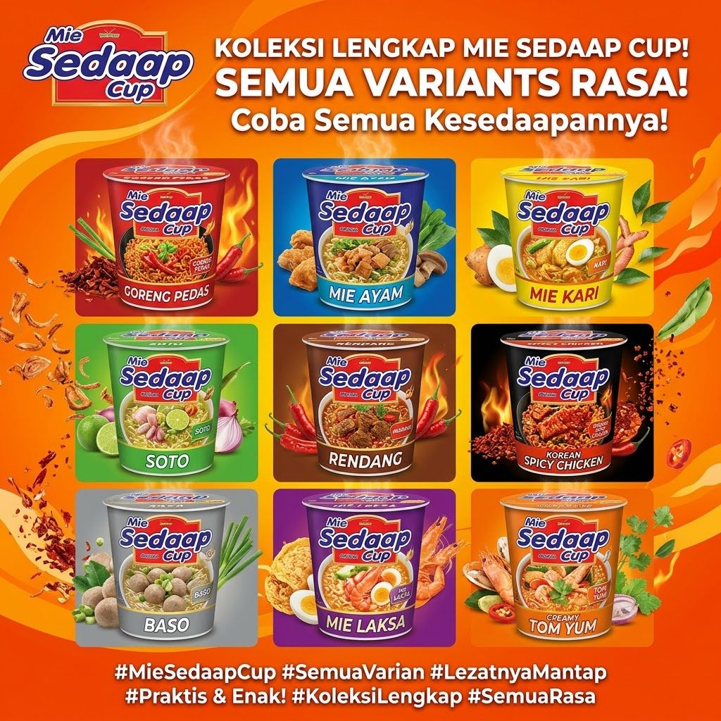 Mie Instan, Mie Sedaap CUP Semua Variant